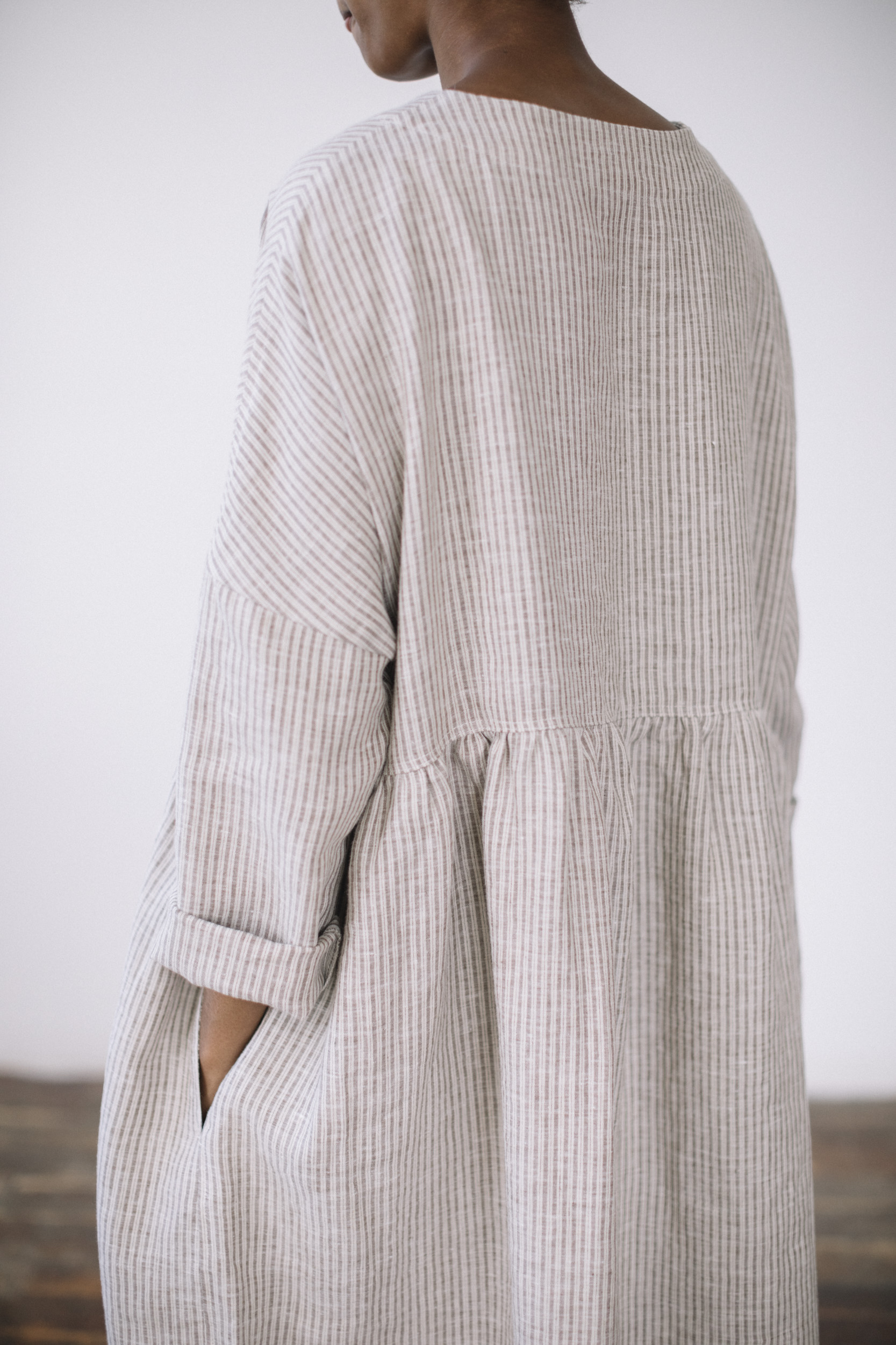 Clare dress stripe linen – SOLD OUT – Petria Lenehan